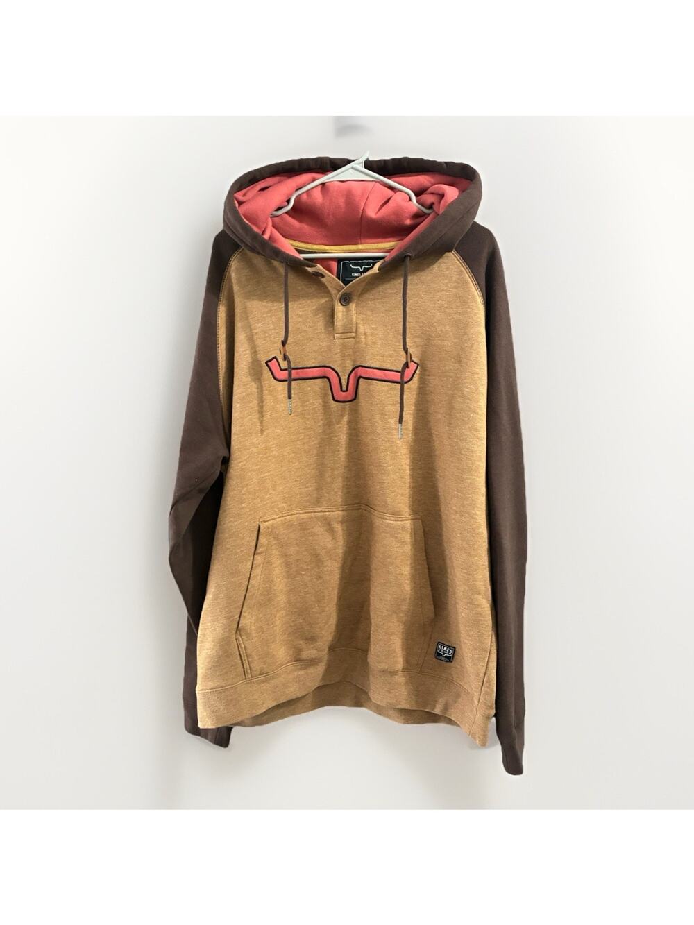 Kimes Ranch Mens Size XL Hoodie Western Logo Fleece Pullover Sweatshirt Brown